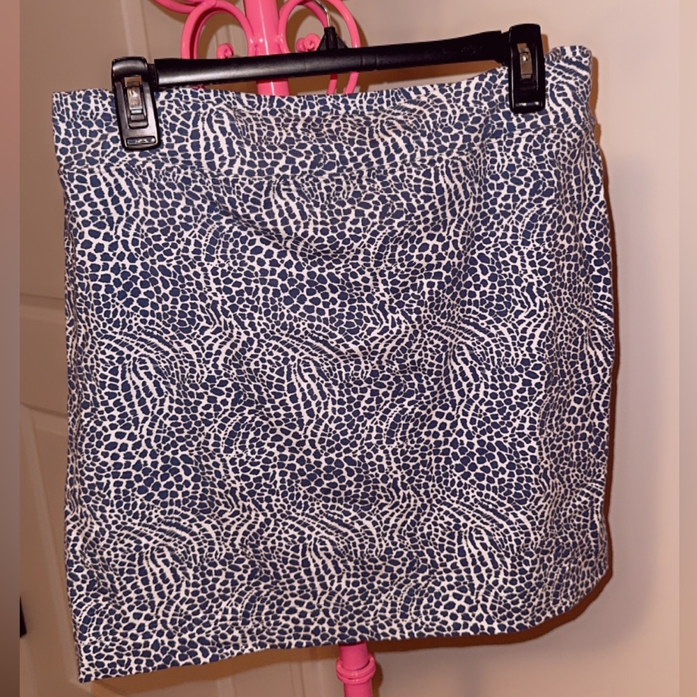Moda International White and Blue Mini Pencil Skirt